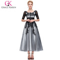 Grace Karin Hot Sell Black Lace Mãe dos vestidos de noiva com mangas CL6051-1